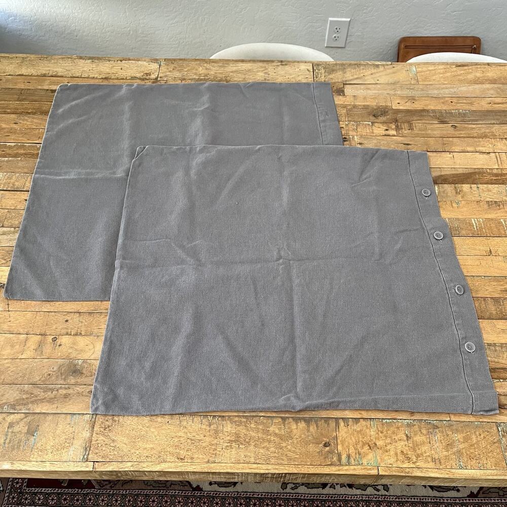 Restoration Hardware Gray Linen Euro Shams Button Closure Rustic Luxury